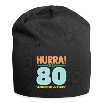 Achtzig 80 Jahre Achtzigster Geburtstag - Jersey-Beanie - Schwarz - Vorne