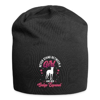 Une fille et son Galgo Espanol - Bonnet en jersey - noir - Devant