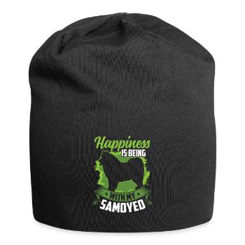 Samojede ist glücklich sein Samojedenspitz - Jersey-Beanie - Schwarz - Vorne
