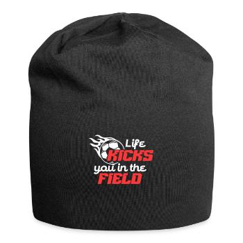 DAS LEBEN TRITT DICH INS FELD - Jersey-Beanie - Schwarz - Vorne