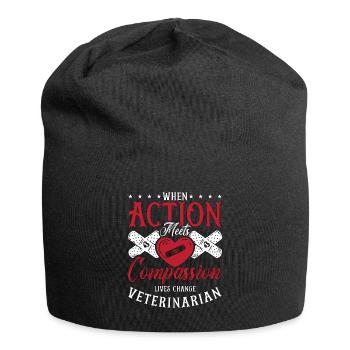 Veterinary When Action Meets Vet Tech Veterinarian - Jersey Beanie - black - Front
