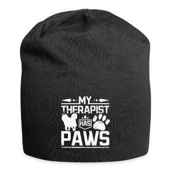 My therapist has paws siberian husky - Jersey Beanie - black - Front