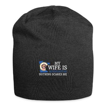 Nothing Scares Me Minnesotan Wife Minnesota - Jersey Beanie - charcoal grey - Front
