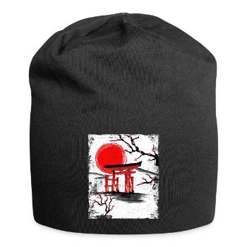 Haruno Japanese Cherry Blossom Illustration Japan - Jersey Beanie - black - Front