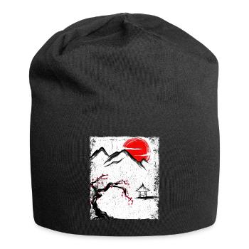 Haruno Japanese Cherry Blossom Illustration Japan - Jersey Beanie - black - Front