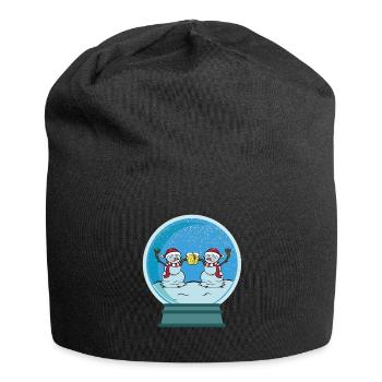 Bier trinkenden Schneemänner Lustiges Winter - Jersey-Beanie - Schwarz - Vorne