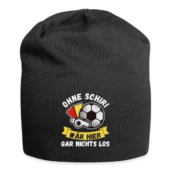Schiri Unparteiischer Fußball Schiedsrichter - Jersey-Beanie - Schwarz - Vorne
