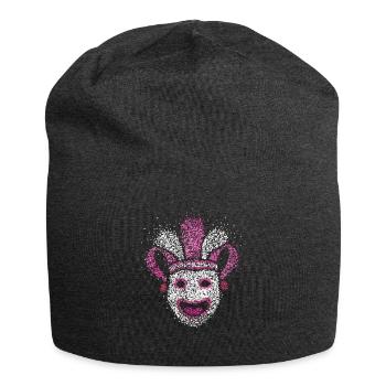 Narrenmaske Narrenkappe Karneval Fasching Konfetti - Jersey-Beanie - Anthrazit - Vorne