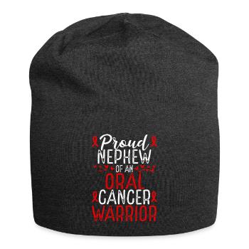 Mouvement de sensibilisation au cancer buccal pour le ruban du neveu - Bonnet en jersey - charbon - Devant