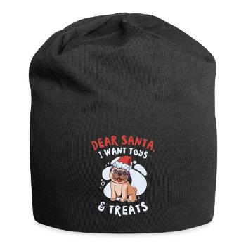 Lieber Weihnachtsmann Hund Mops Haustier - Jersey-Beanie - Schwarz - Vorne