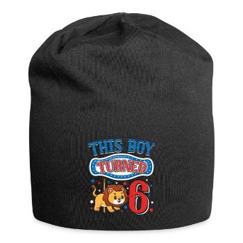 Carousel Birthday Party Lion Ce garçon a eu 6 ans - Bonnet en jersey - noir - Devant