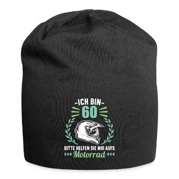 Ich bin 60 bitte helfen auf Motorrad 60 Geburtstag - Jersey-Beanie - Schwarz - Vorne