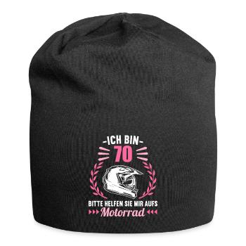 Ich bin 70 bitte helfen auf Motorrad 70 Geburtstag - Jersey-Beanie - Schwarz - Vorne