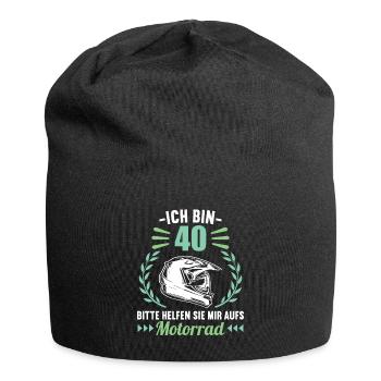 Ich bin 40 bitte helfen auf Motorrad 40 Geburtstag - Jersey-Beanie - Schwarz - Vorne