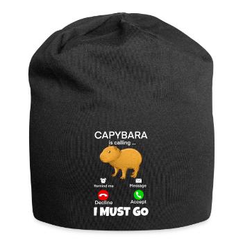 Capybara i must go - Jersey-Beanie - Schwarz - Vorne