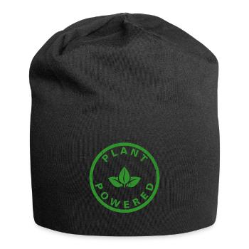 Plant Powered für Veganer, Freizeit und Workout - Jersey-Beanie - Schwarz - Vorne