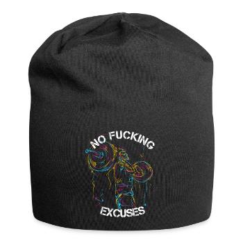 NO FUCKING EXCUSES Gym Trainig Bodybuilding - Jersey-Beanie - Schwarz - Vorne