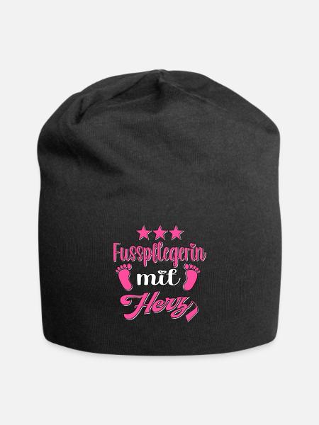 Fusspflege mit Herz Fuss Füsse Fusspflegerin - Jersey-Beanie - Schwarz