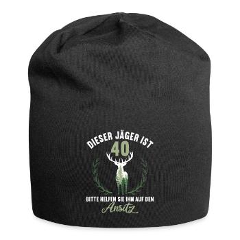 40 Jahre helfen auf Hochsitz 40 Geburtstag Jäger - Jersey-Beanie - Schwarz - Vorne