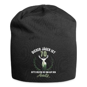 70 Jahre helfen auf Hochsitz 70 Geburtstag Jäger - Jersey-Beanie - Schwarz - Vorne