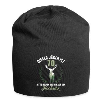 70 Jahre helfen auf Hochsitz 70 Geburtstag Jäger - Jersey-Beanie - Schwarz - Vorne