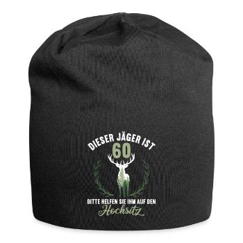 60 Jahre helfen auf Hochsitz 60 Geburtstag Jäger - Jersey-Beanie - Schwarz - Vorne