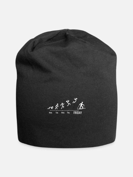 Skiing Skiing Skiing Weekend Skis - Jersey Beanie - black