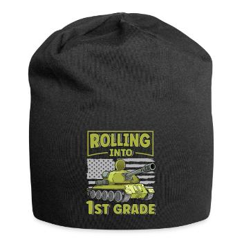 Rolling Into 1st Grade Funny Tank USA Flag Back - Jersey Beanie - black - Front