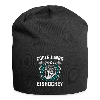 Coole Jungs Spielen Eishockey Eishockeyspieler - Jersey-Beanie - Schwarz - Vorne