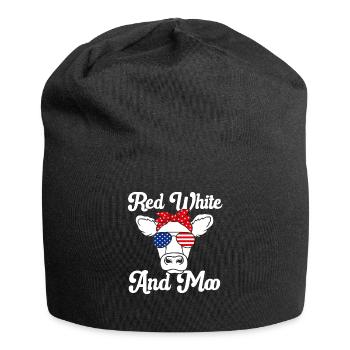 Rot Weiß und Moo Memorial Day Vierter Juli Kuh USA - Jersey-Beanie - Schwarz - Vorne