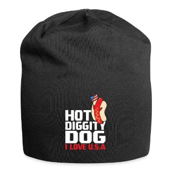 Hot Diggity Dog I Love the USA Memorial Day Fourth - Jersey Beanie - black - Front