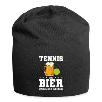 Tennis Und Bier Darum Bin Ich Hier Tennisspieler - Jersey-Beanie - Schwarz - Vorne