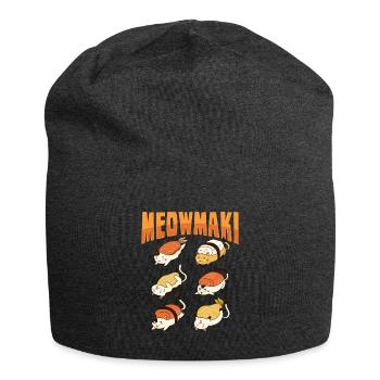 Cat Sushi Meow Maki - Jersey Beanie - charcoal grey - Front