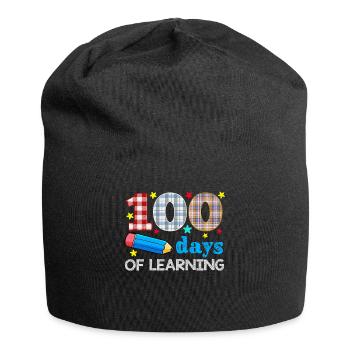 Plaid 100e jour d’apprentissage 100 jours d’école - Bonnet en jersey - noir - Devant