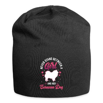 Girl and her Eurasier Eurasian Dog - Jersey Beanie - black - Front