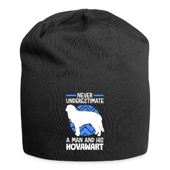 Femme avec Hovawart Hofwächter Hovi Hovawart - Bonnet en jersey - noir - Devant