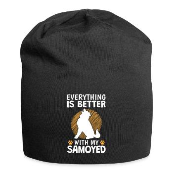 Alles ist besser mit Samojede Schlittenhund - Jersey-Beanie - Schwarz - Vorne