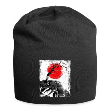 Haruno Japanese Cherry Blossom Illustration Japan - Jersey Beanie - black - Front