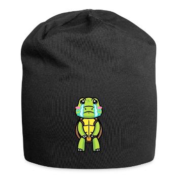 Tortue de mer triste émoticône pleurante - Bonnet en jersey - noir - Devant
