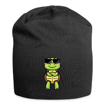 Sea turtle with sunglasses Emoticon - Jersey Beanie - black - Front