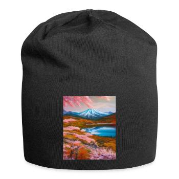 Haruno Japanese Cherry Blossom Illustration Japon - Bonnet en jersey - noir - Devant