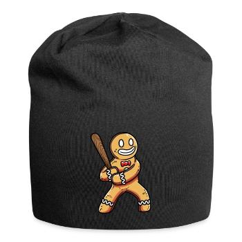 Pain d’épices avec batte de baseball Noël sportif - Bonnet en jersey - noir - Devant
