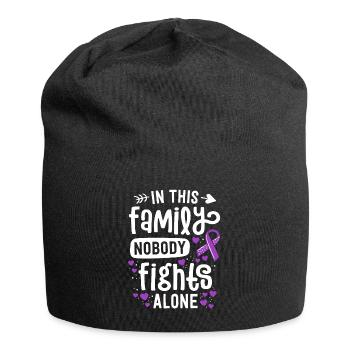 In dieser Familie kämpft niemand alleine Unterstützung - Jersey-Beanie - Schwarz - Vorne