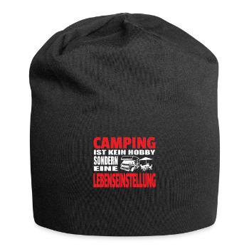 Camper Geschenkidee Camping - Jersey-Beanie - Schwarz - Vorne