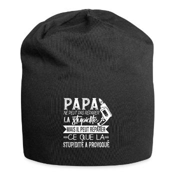 Papa Répare La Stupidité Humour Homme Bricoleur - Bonnet en jersey - noir - Devant
