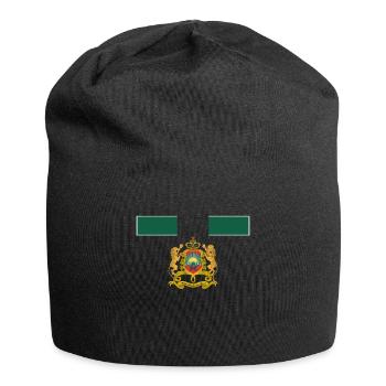 Goldenes Emblem der Fußballmannschaft des Königreichs Marokko - Jersey-Beanie - Schwarz - Vorne
