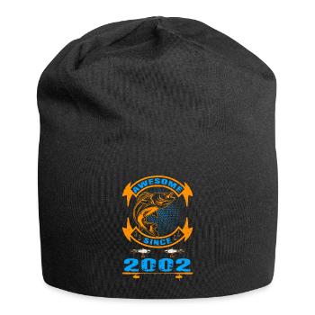 Awesome since 2002. Angel, Angler's birthday - Jersey Beanie - black - Front