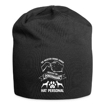 Die Meisten Hunde Haben Besitzer Dobermann Hat - Jersey-Beanie - Schwarz - Vorne