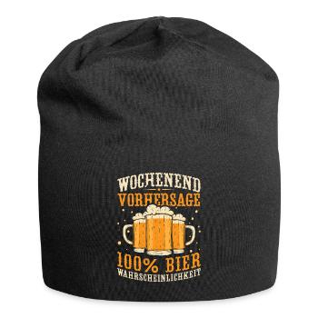 Wochenend Vorhersage 100% Bier Wahrscheinlichkeit - Jersey-Beanie - Schwarz - Vorne