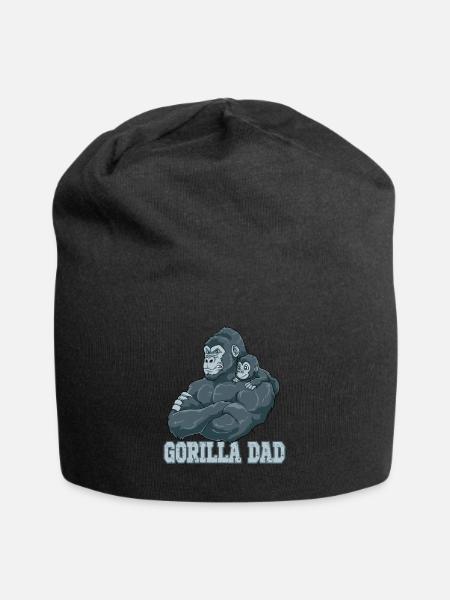 Gorilla Dad Gorilla Papa und Baby Papa Vatertag - Jersey-Beanie - Schwarz
